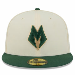 Milwaukee Bucks 2025/26 City Edition 59FIFTY Fitted Hat Cream/Hunter Green - NBA