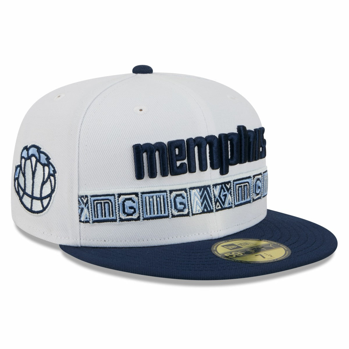 Memphis Grizzlies 2025/26 City Edition 59FIFTY Fitted Hat White/Navy - NBA