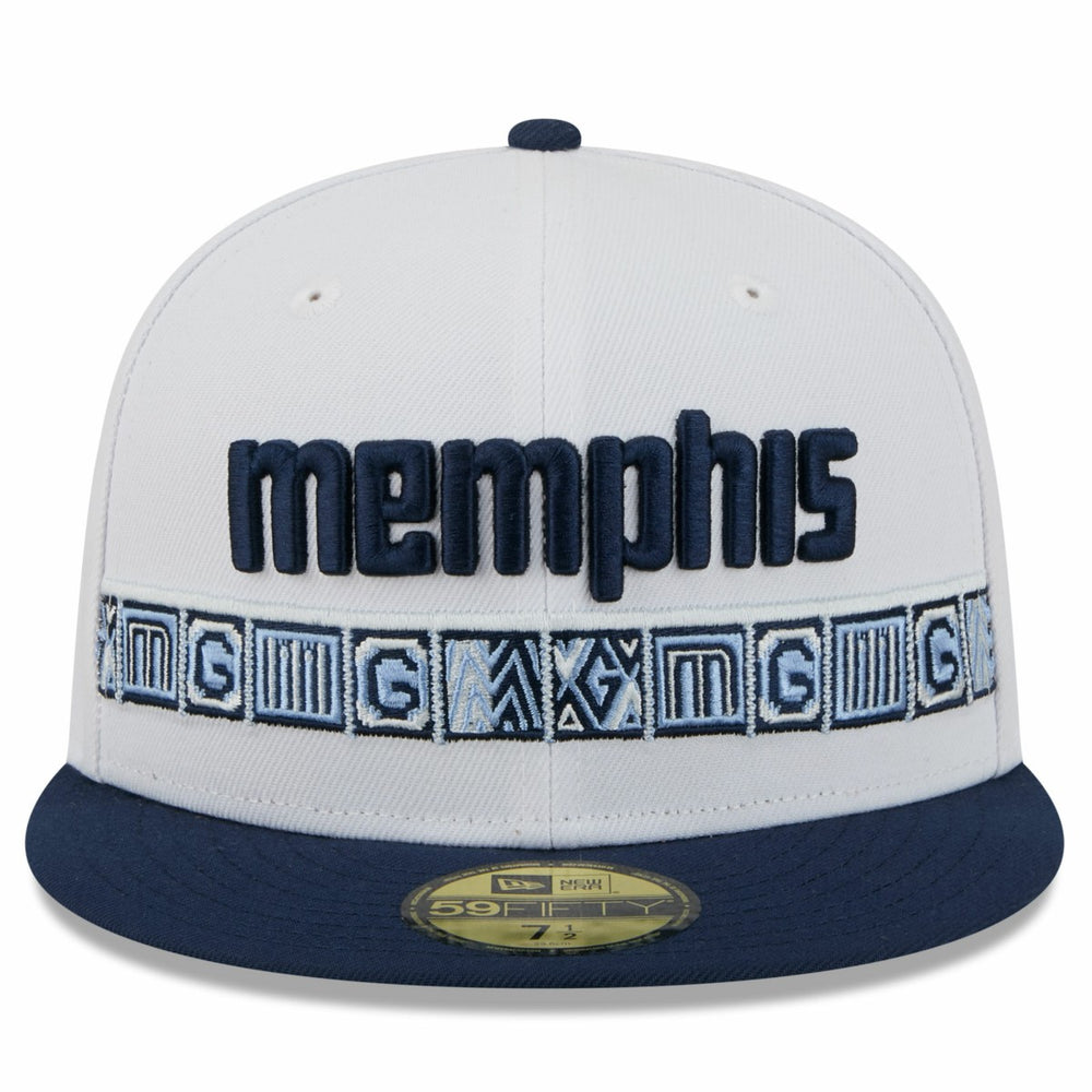 Memphis Grizzlies 2025/26 City Edition 59FIFTY Fitted Hat White/Navy - NBA