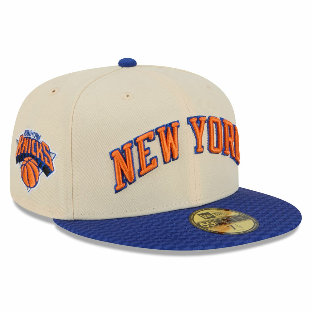 New York Knicks 2025/26 City Edition 59FIFTY Fitted Hat Cream/Blue - NBA