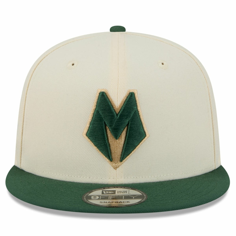 Milwaukee Bucks 2025/26 City Edition 9FIFTY Snapback Hat Tan/Hunter Green - NBA