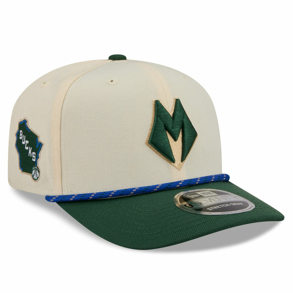 Milwaukee Bucks 2025/26 City Edition 9SEVENTY Adjustable Hat Cream/Hunter Green - NBA