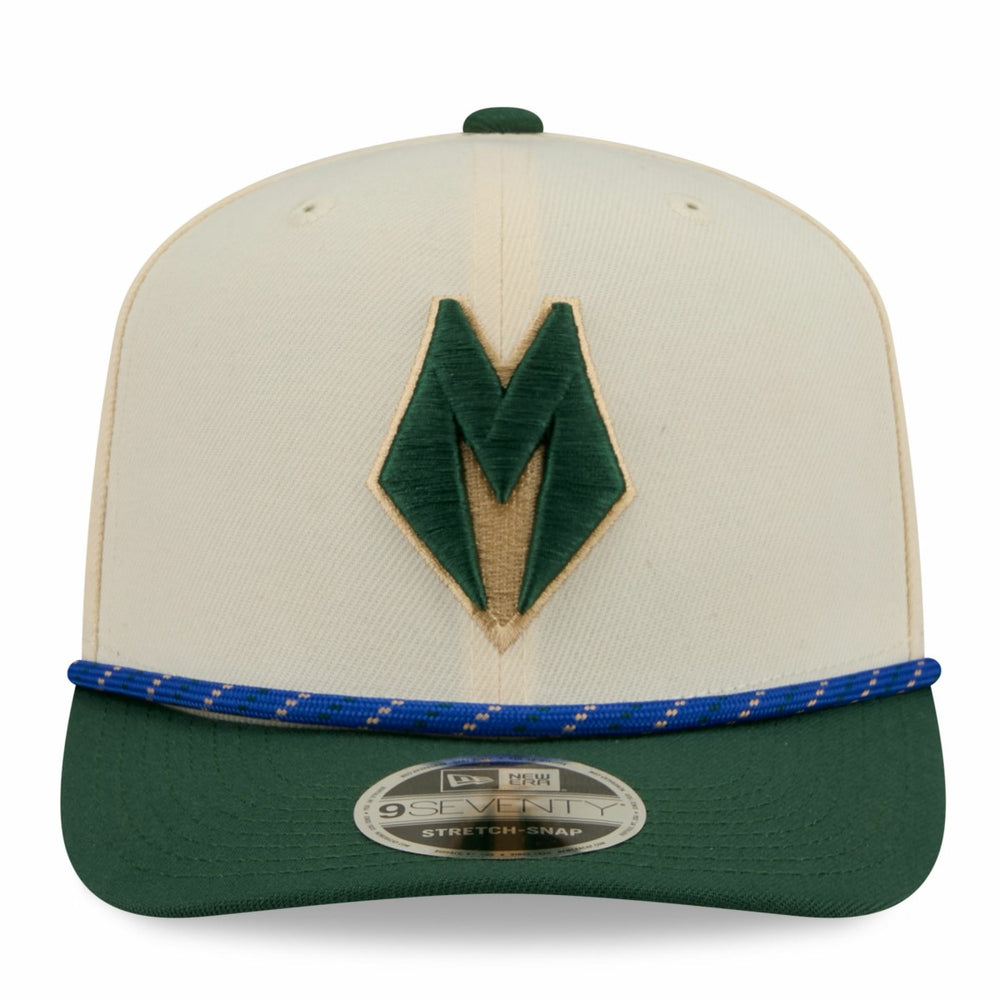 Milwaukee Bucks 2025/26 City Edition 9SEVENTY Adjustable Hat Cream/Hunter Green - NBA