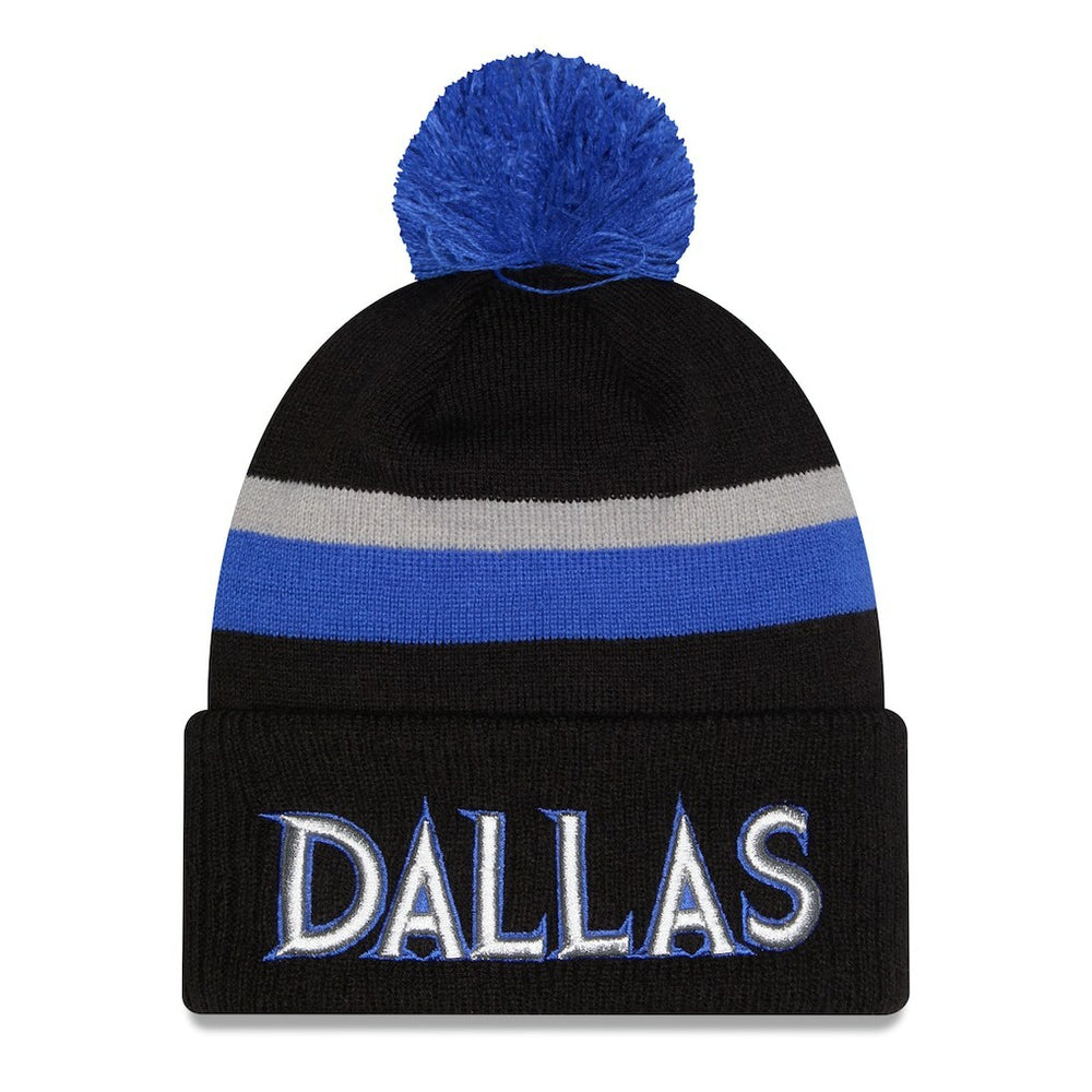 Dallas Mavericks 2025/26 City Edition Cuffed Knit Hat with Pom Black/Blue - NBA