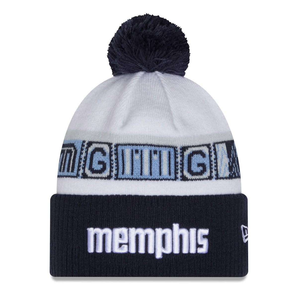 Memphis Grizzlies 2025/26 City Edition Cuffed Knit Hat with Pom Navy/White - NBA
