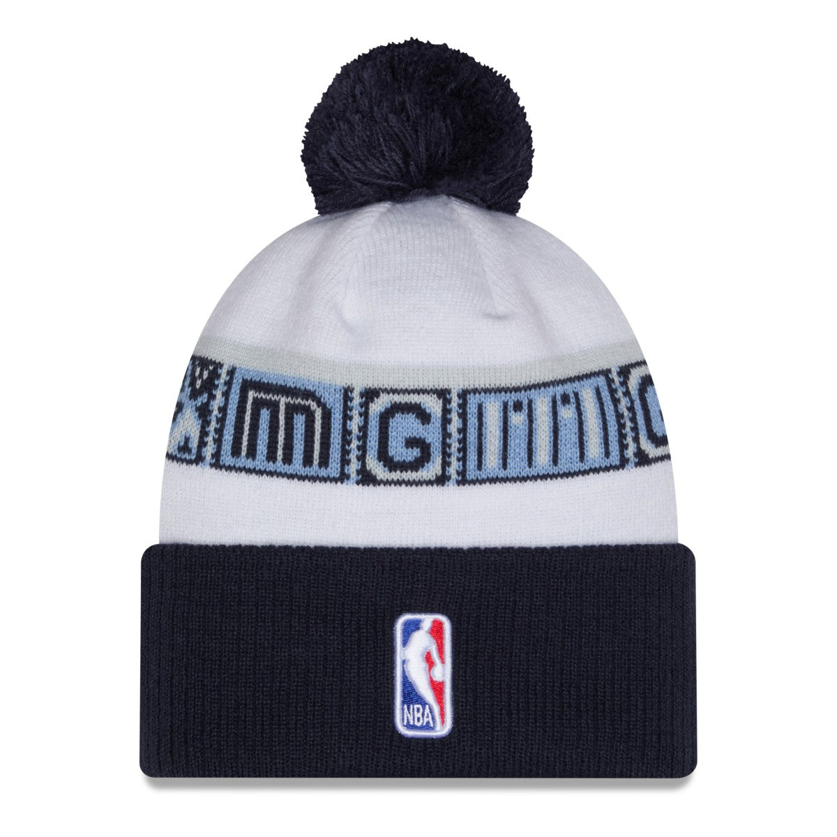 Memphis Grizzlies 2025/26 City Edition Cuffed Knit Hat with Pom Navy/White - NBA