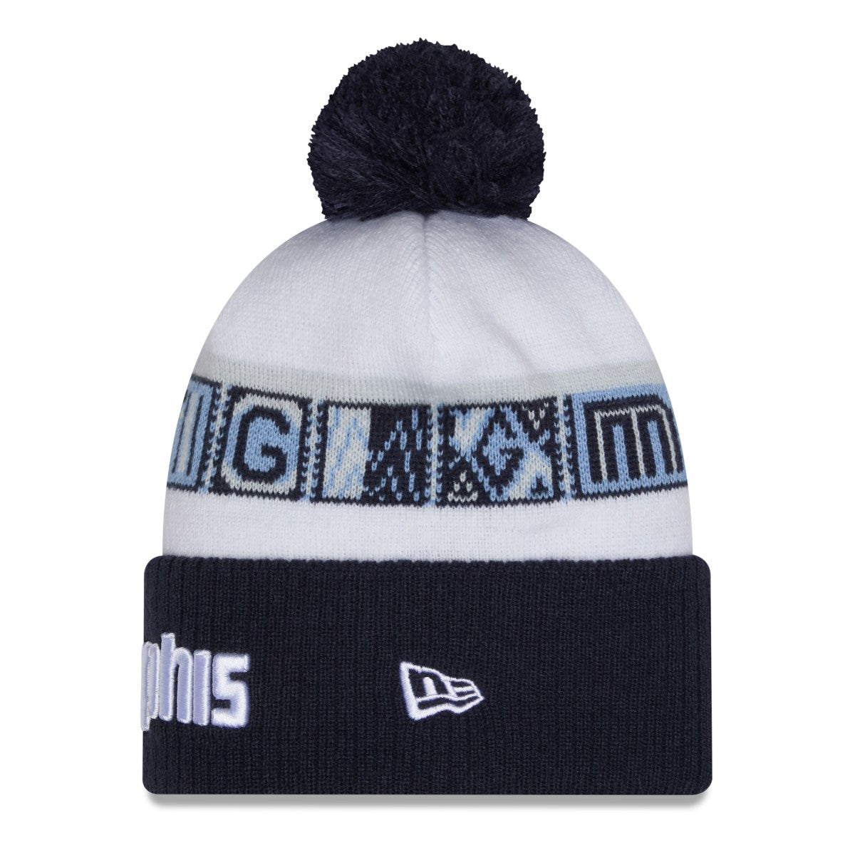 Memphis Grizzlies 2025/26 City Edition Cuffed Knit Hat with Pom Navy/White - NBA