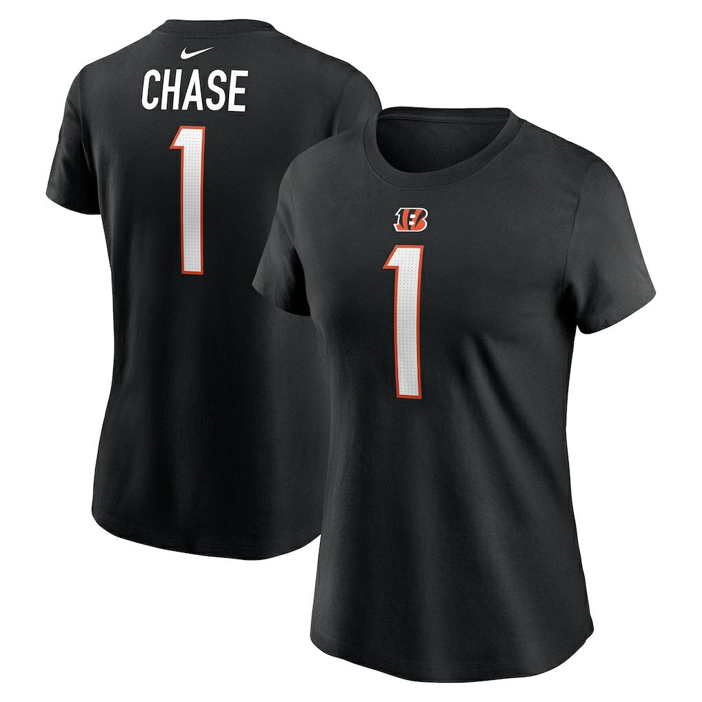 Ja'Marr Chase Cincinnati Bengals Women's Player Name & Number T-Shirt Black | Nike for Sale
