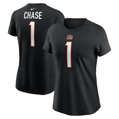 Ja'Marr Chase Cincinnati Bengals Women's Player Name & Number T-Shirt Black | Nike for Sale