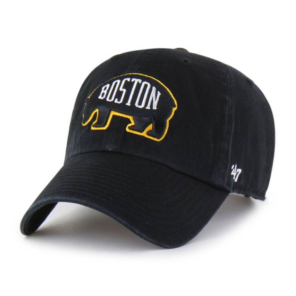 Boston Bruins '47 Alternate Logo Clean Up Adjustable Hat - Black - NHL