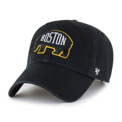 Boston Bruins '47 Alternate Logo Clean Up Adjustable Hat - Black - NHL