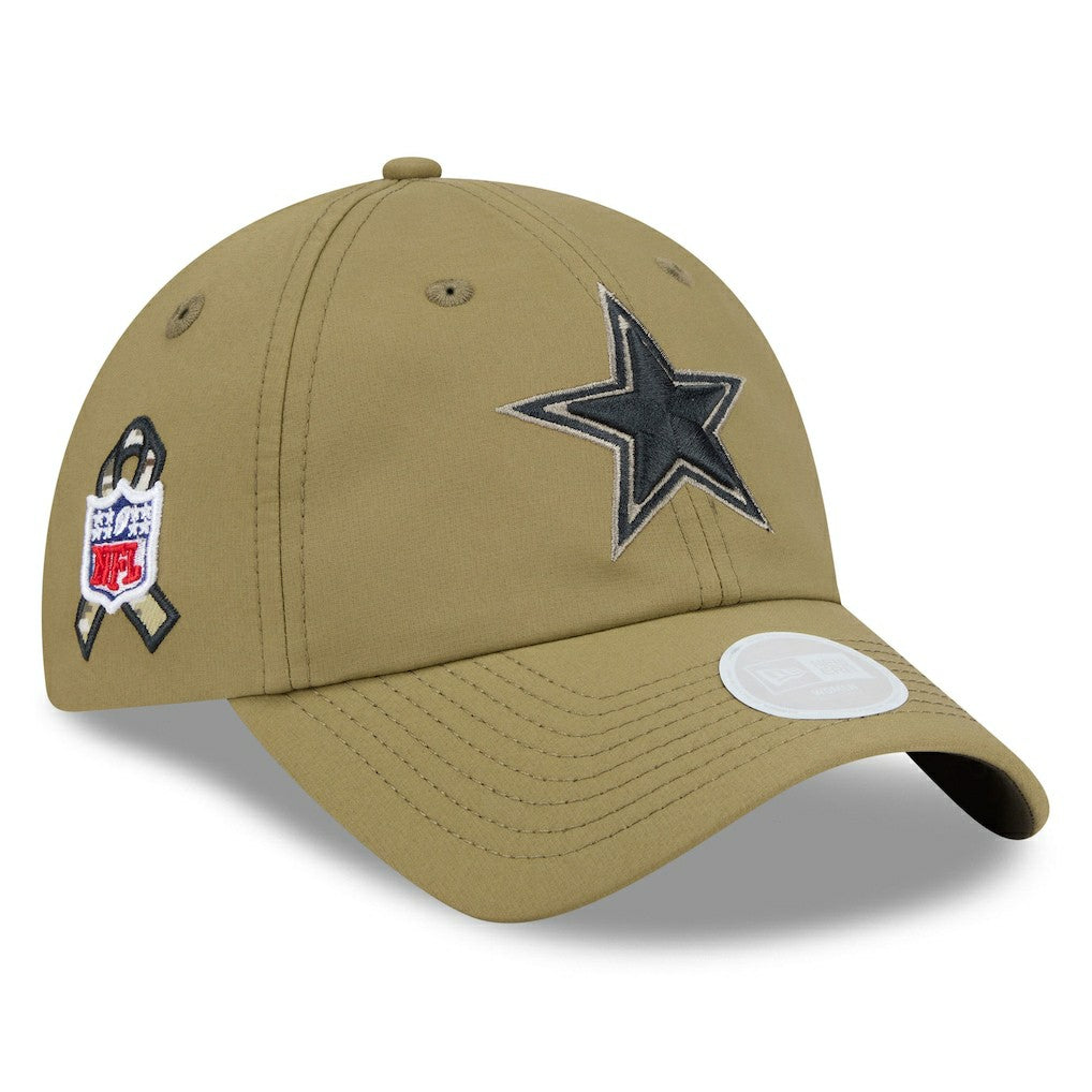 Dallas Cowboys New Era Women's 2025 Salute to Service Pony Tail Adjustable Hat Green | NFL