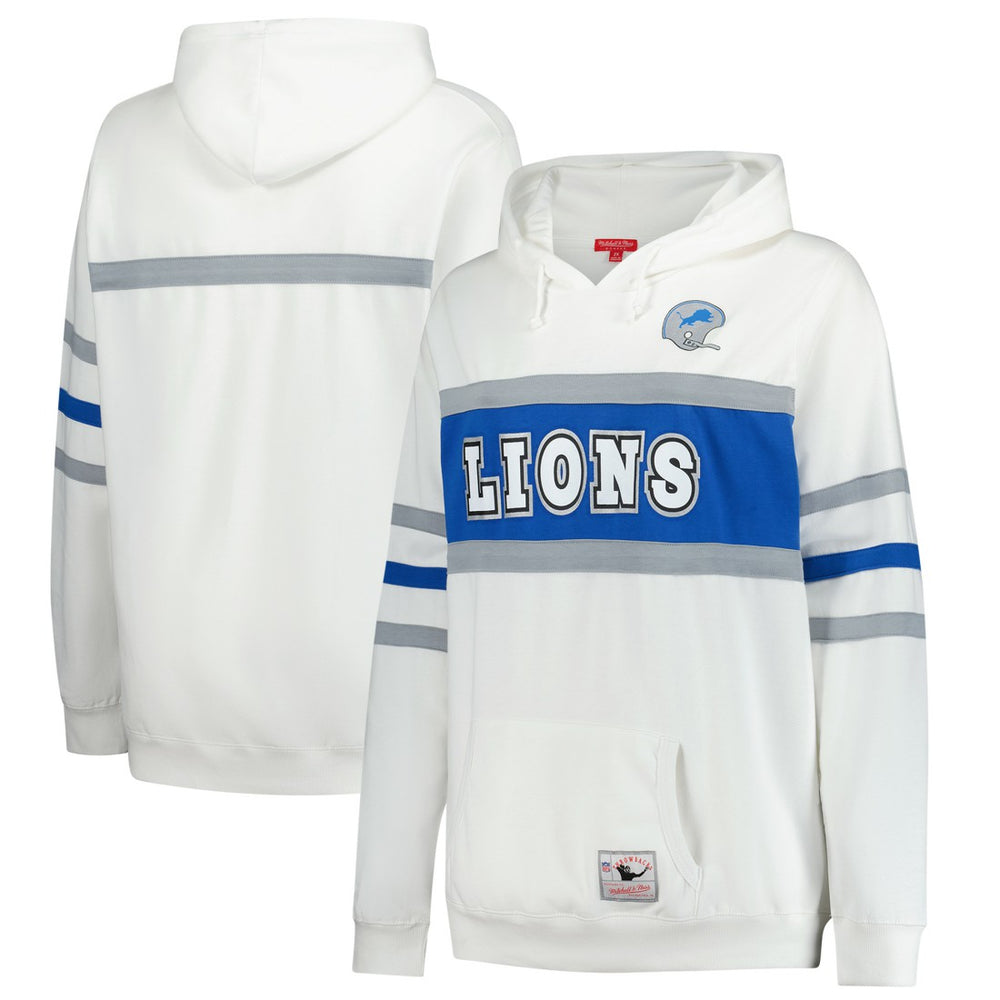 Detroit Lions Women's Plus Size Head Coach Throwback Pullover Hoodie White | Mitchell & Ness