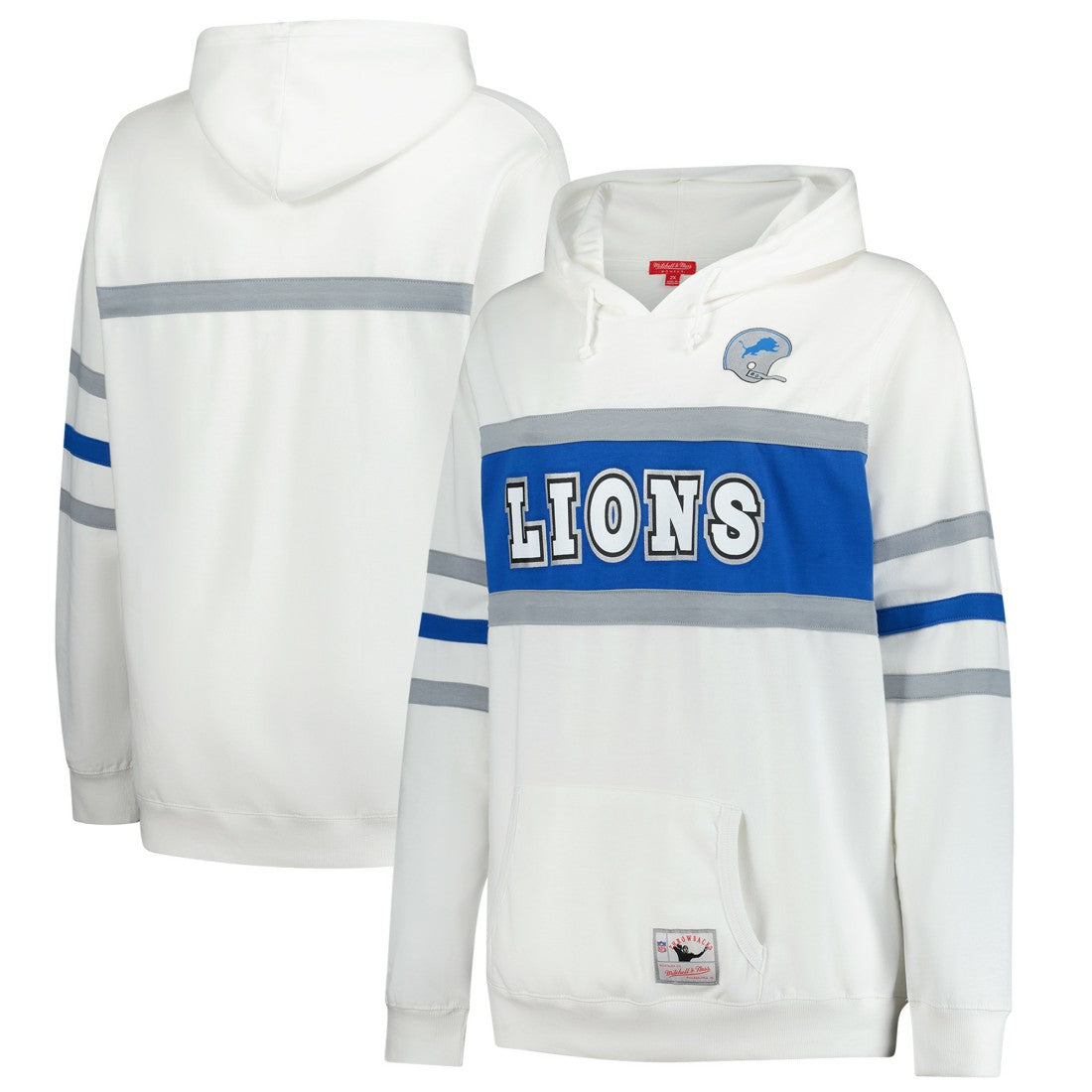 Detroit Lions Women's Plus Size Head Coach Throwback Pullover Hoodie White | Mitchell & Ness