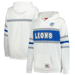 Detroit Lions Women's Plus Size Head Coach Throwback Pullover Hoodie White | Mitchell & Ness