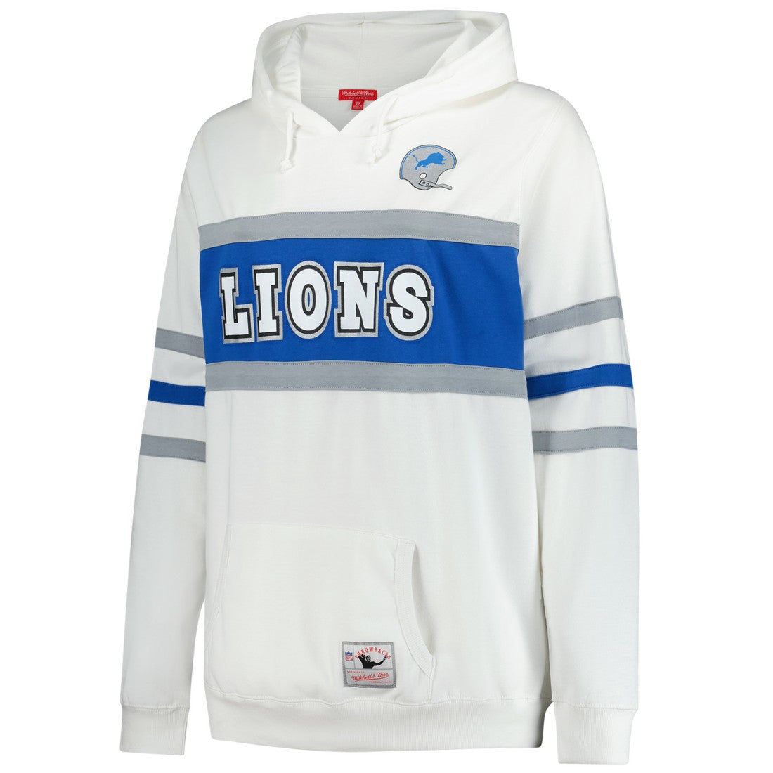 Detroit Lions Women's Plus Size Head Coach Throwback Pullover Hoodie White | Mitchell & Ness