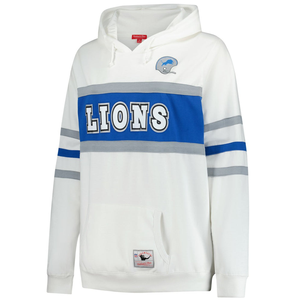 Detroit Lions Women's Plus Size Head Coach Throwback Pullover Hoodie White | Mitchell & Ness