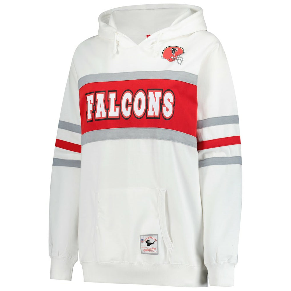 Atlanta Falcons Women's Plus Size Head Coach Throwback Pullover Hoodie White | Mitchell & Ness