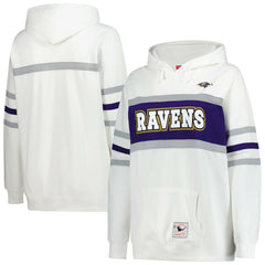 Baltimore Ravens Women's Plus Size Head Coach Throwback Pullover Hoodie White | Mitchell & Ness