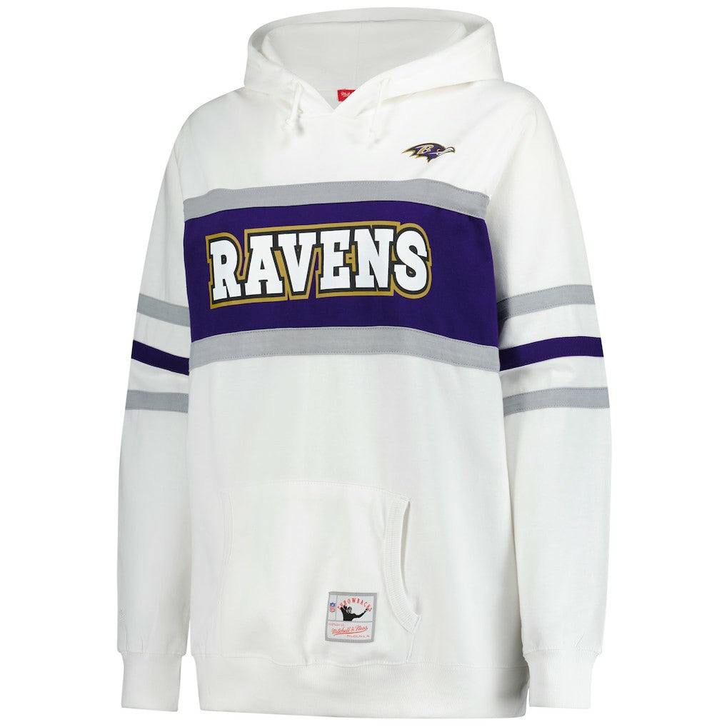 Baltimore Ravens Women's Plus Size Head Coach Throwback Pullover Hoodie White | Mitchell & Ness