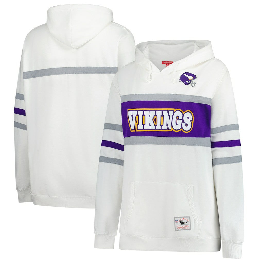 Minnesota Vikings Women's Plus Size Head Coach Throwback Pullover Hoodie White | Mitchell & Ness