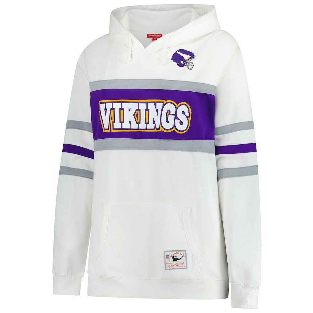 Minnesota Vikings Women's Plus Size Head Coach Throwback Pullover Hoodie White | Mitchell & Ness