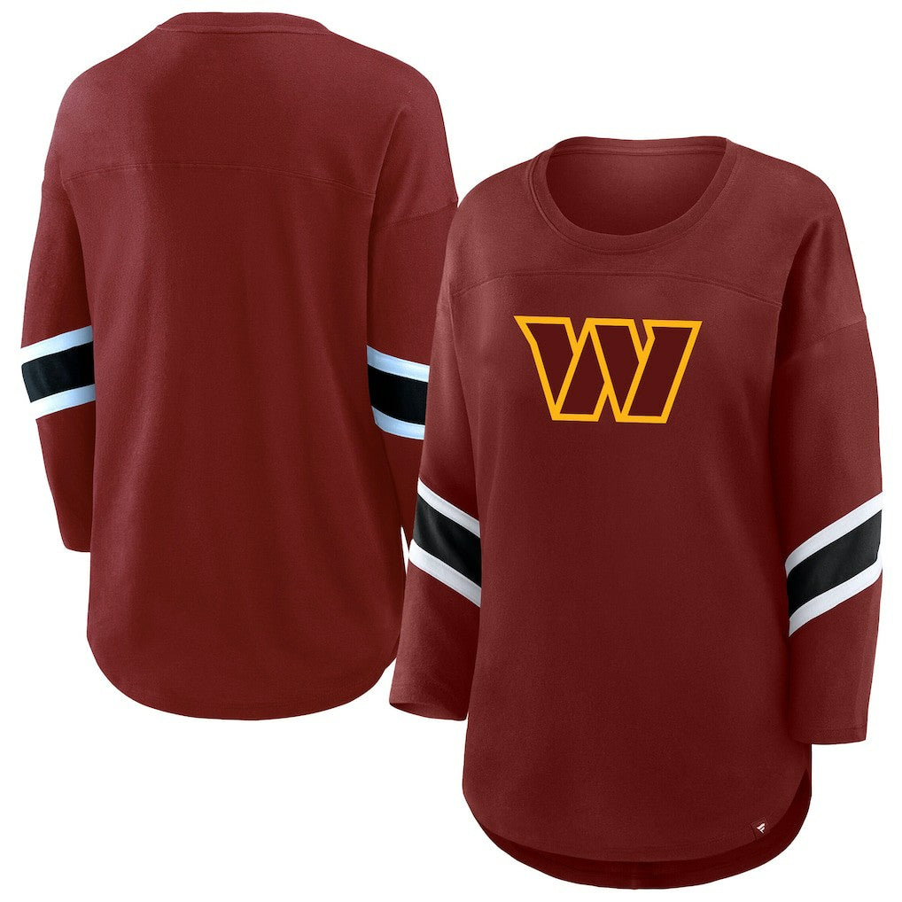 Washington Commanders Women's Plus Size Redzone 3/4-Sleeve Scoop Neck T-Shirt Burgundy | Fanatics