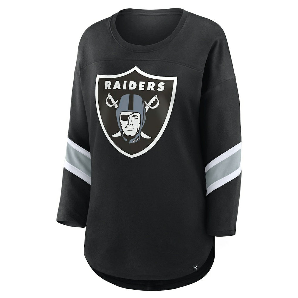 Las Vegas Raiders Women's Plus Size Redzone 3/4-Sleeve Scoop Neck T-Shirt Black | Fanatics