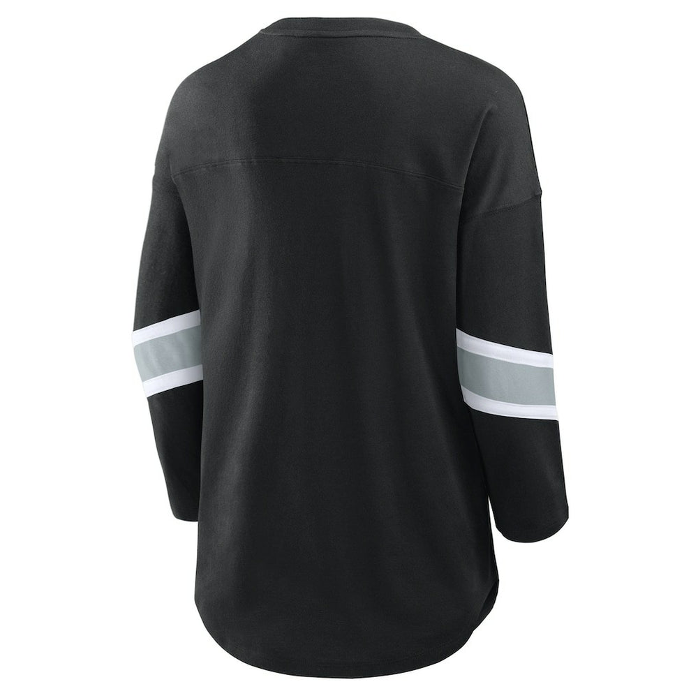 Las Vegas Raiders Women's Plus Size Redzone 3/4-Sleeve Scoop Neck T-Shirt Black | Fanatics