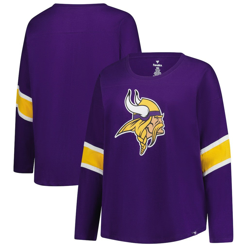 Minnesota Vikings Women's Plus Size Redzone 3/4-Sleeve Scoop Neck T-Shirt Purple | Fanatics