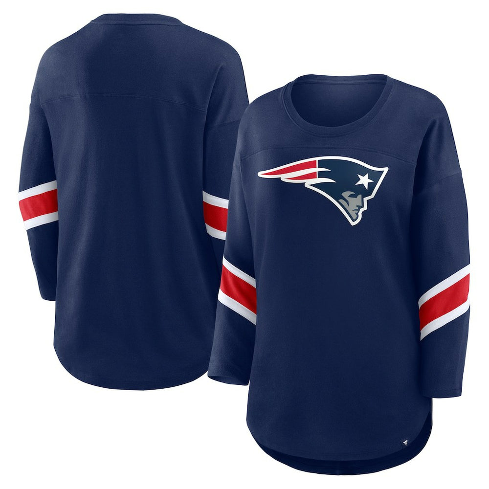 New England Patriots Women's Plus Size Redzone 3/4-Sleeve Scoop Neck T-Shirt Navy | Fanatics