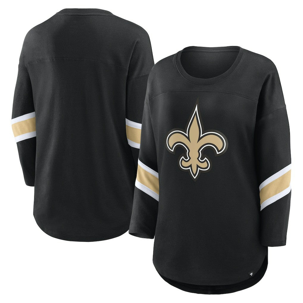 New Orleans Saints Women's Plus Size Redzone 3/4-Sleeve Scoop Neck T-Shirt Black | Fanatics