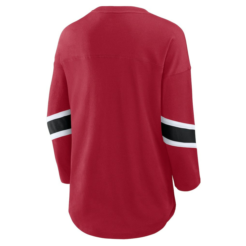 San Francisco 49ers Women's Plus Size Redzone 3/4-Sleeve Scoop Neck T-Shirt Scarlet | Fanatics