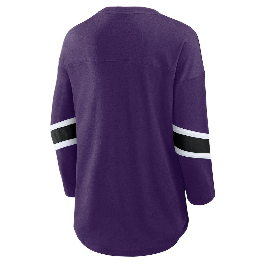 Baltimore Ravens Women's Plus Size Redzone 3/4-Sleeve Scoop Neck T-Shirt Purple | Fanatics