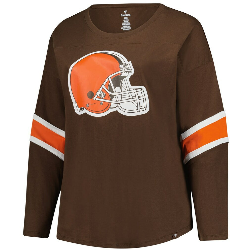 Cleveland Browns Women's Plus Size Redzone 3/4-Sleeve Scoop Neck T-Shirt Brown | Fanatics
