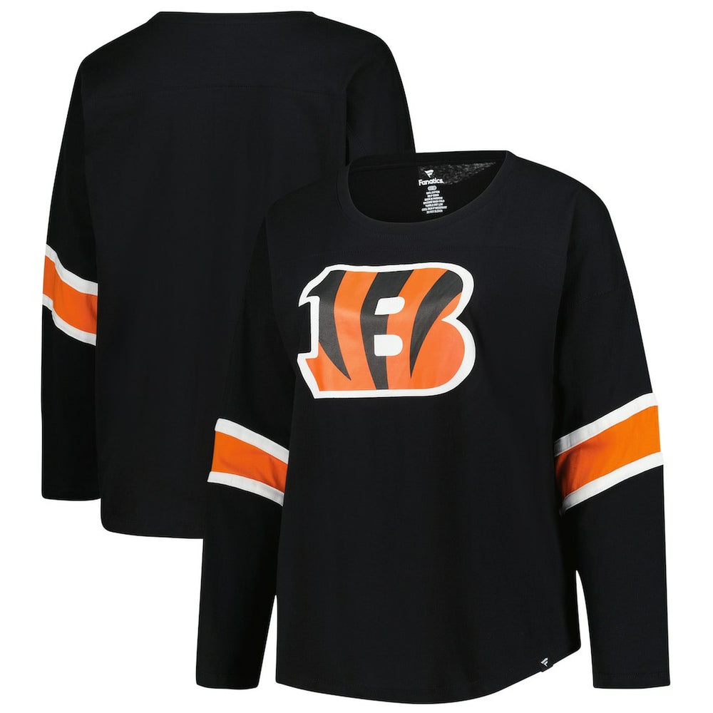 Cincinnati Bengals Women's Plus Size Redzone 3/4-Sleeve Scoop Neck T-Shirt Black | Fanatics