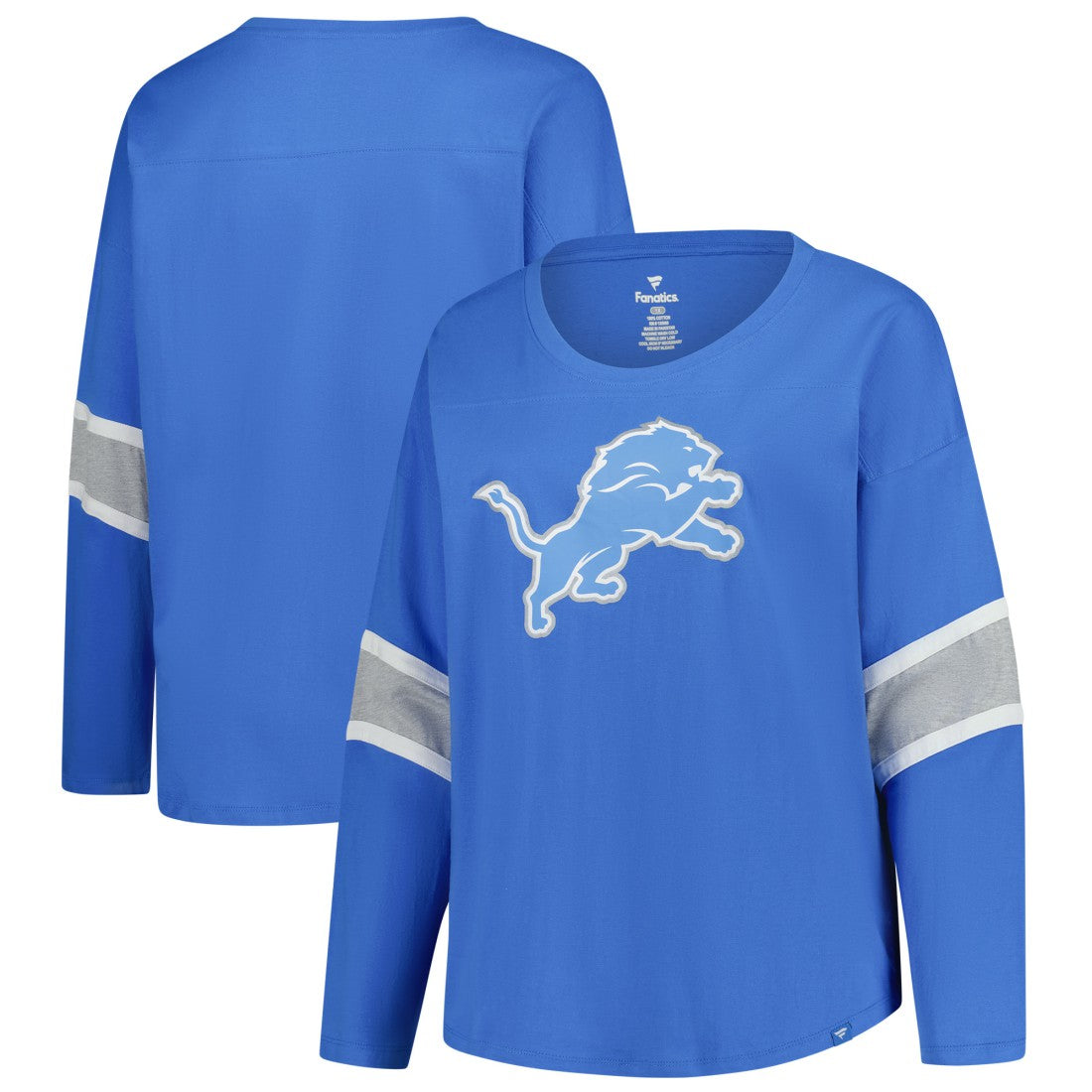 Detroit Lions Women's Plus Size Redzone 3/4-Sleeve Scoop Neck T-Shirt Blue | Fanatics