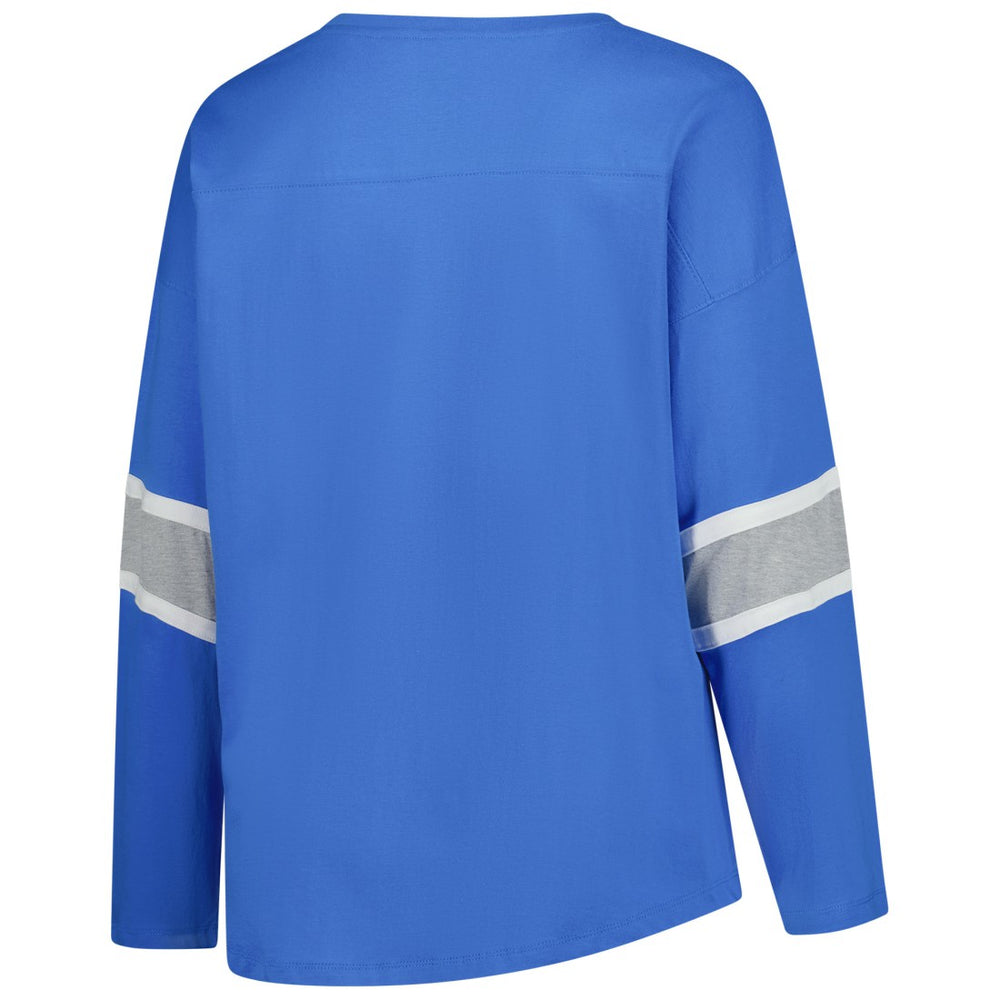 Detroit Lions Women's Plus Size Redzone 3/4-Sleeve Scoop Neck T-Shirt Blue | Fanatics