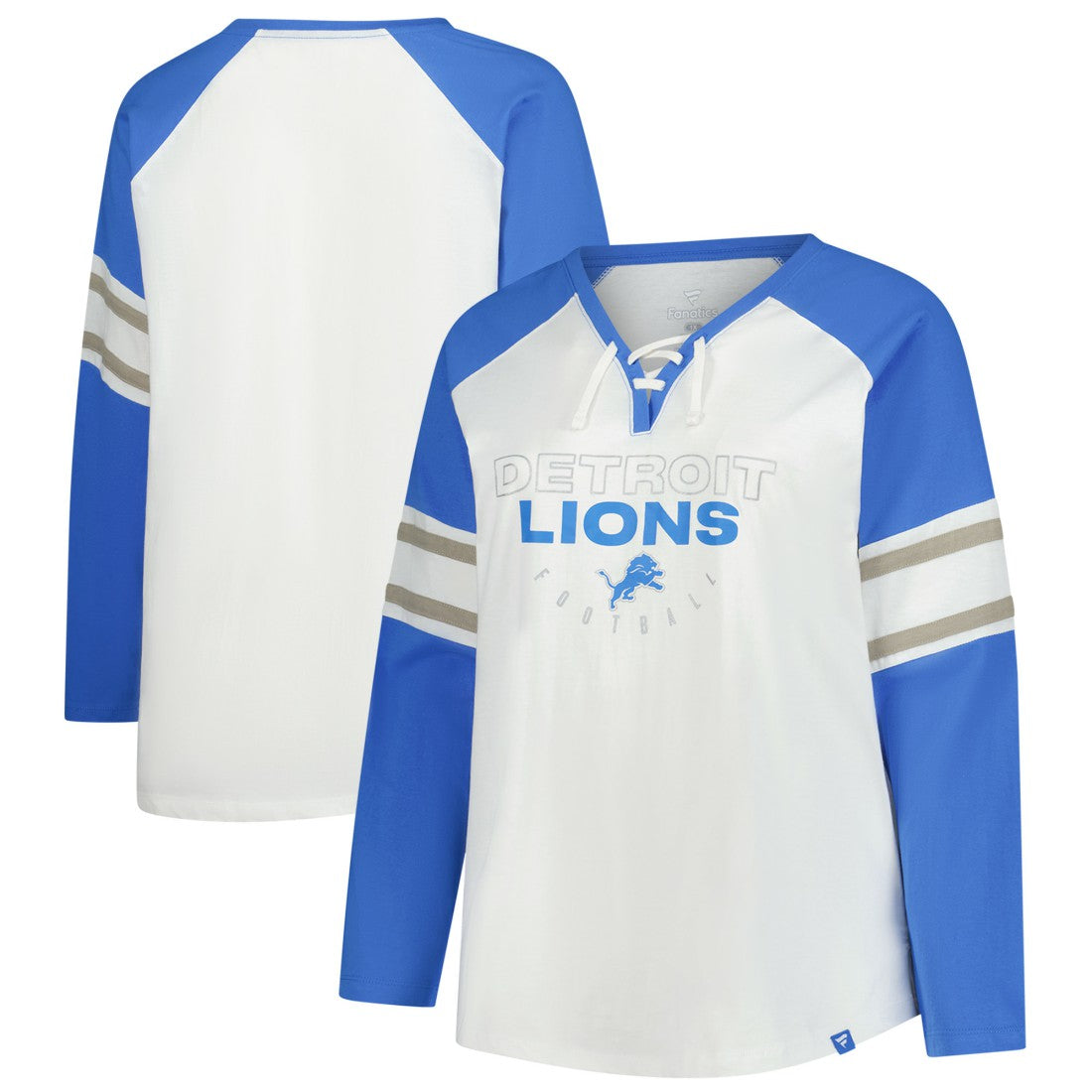 Detroit Lions Women's Plus Size Redzone Lace Up Long Sleeve T-Shirt White | Fanatics