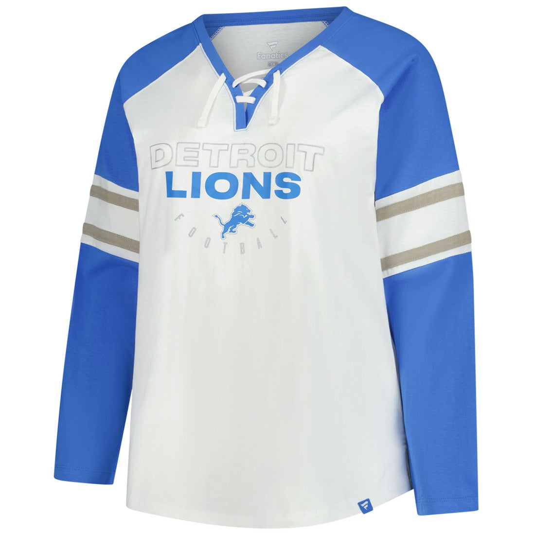 Detroit Lions Women's Plus Size Redzone Lace Up Long Sleeve T-Shirt White | Fanatics