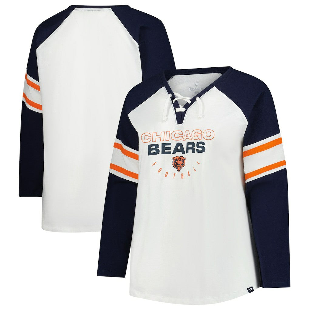 Chicago Bears Women's Plus Size Redzone Lace Up Long Sleeve T-Shirt White | Fanatics