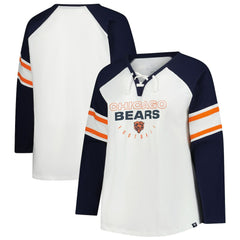 Chicago Bears Women's Plus Size Redzone Lace Up Long Sleeve T-Shirt White | Fanatics