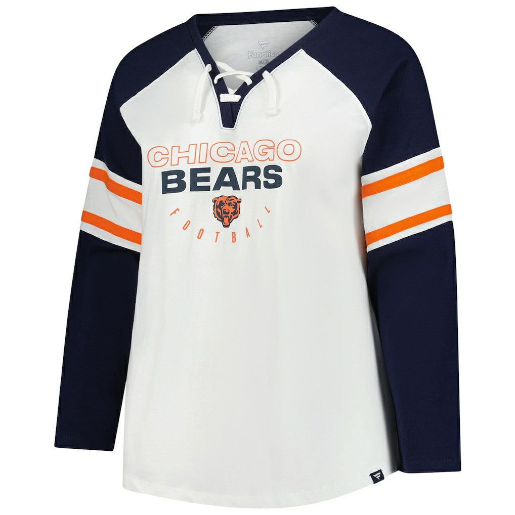 Chicago Bears Women's Plus Size Redzone Lace Up Long Sleeve T-Shirt White | Fanatics