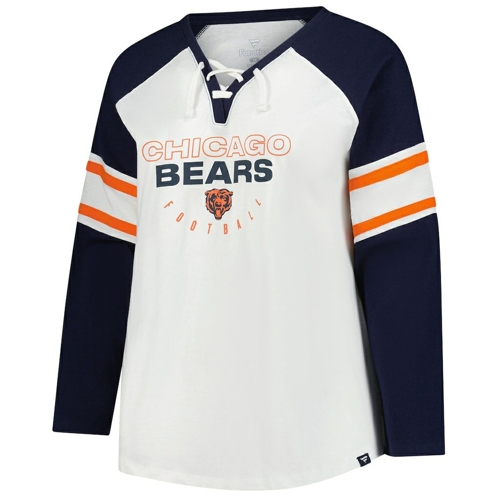 Chicago Bears Women's Plus Size Redzone Lace Up Long Sleeve T-Shirt White | Fanatics