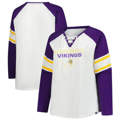 Minnesota Vikings Women's Plus Size Redzone Lace Up Long Sleeve T-Shirt White | Fanatics