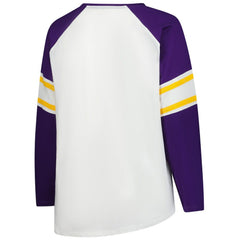 Minnesota Vikings Women's Plus Size Redzone Lace Up Long Sleeve T-Shirt White | Fanatics