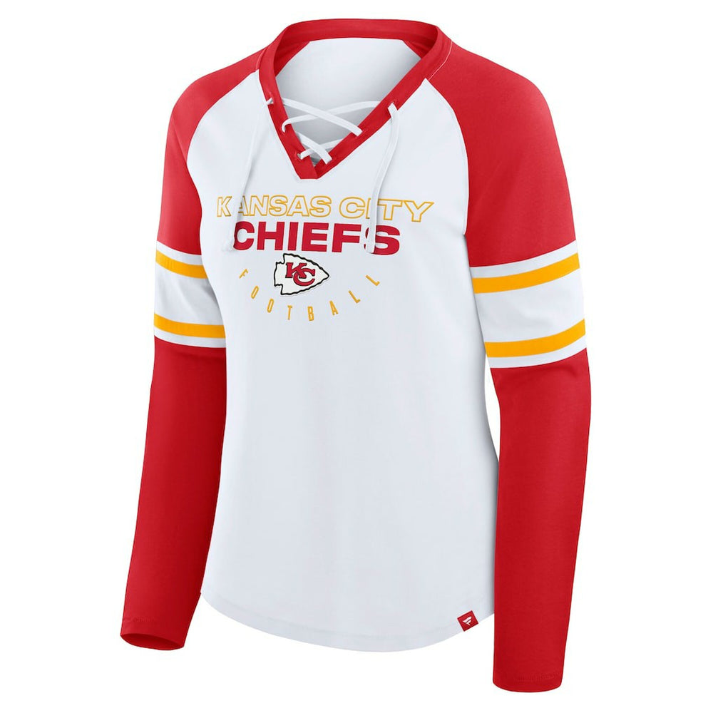 Kansas City Chiefs Women's Plus Size Redzone Lace Up Long Sleeve T-Shirt White | Fanatics