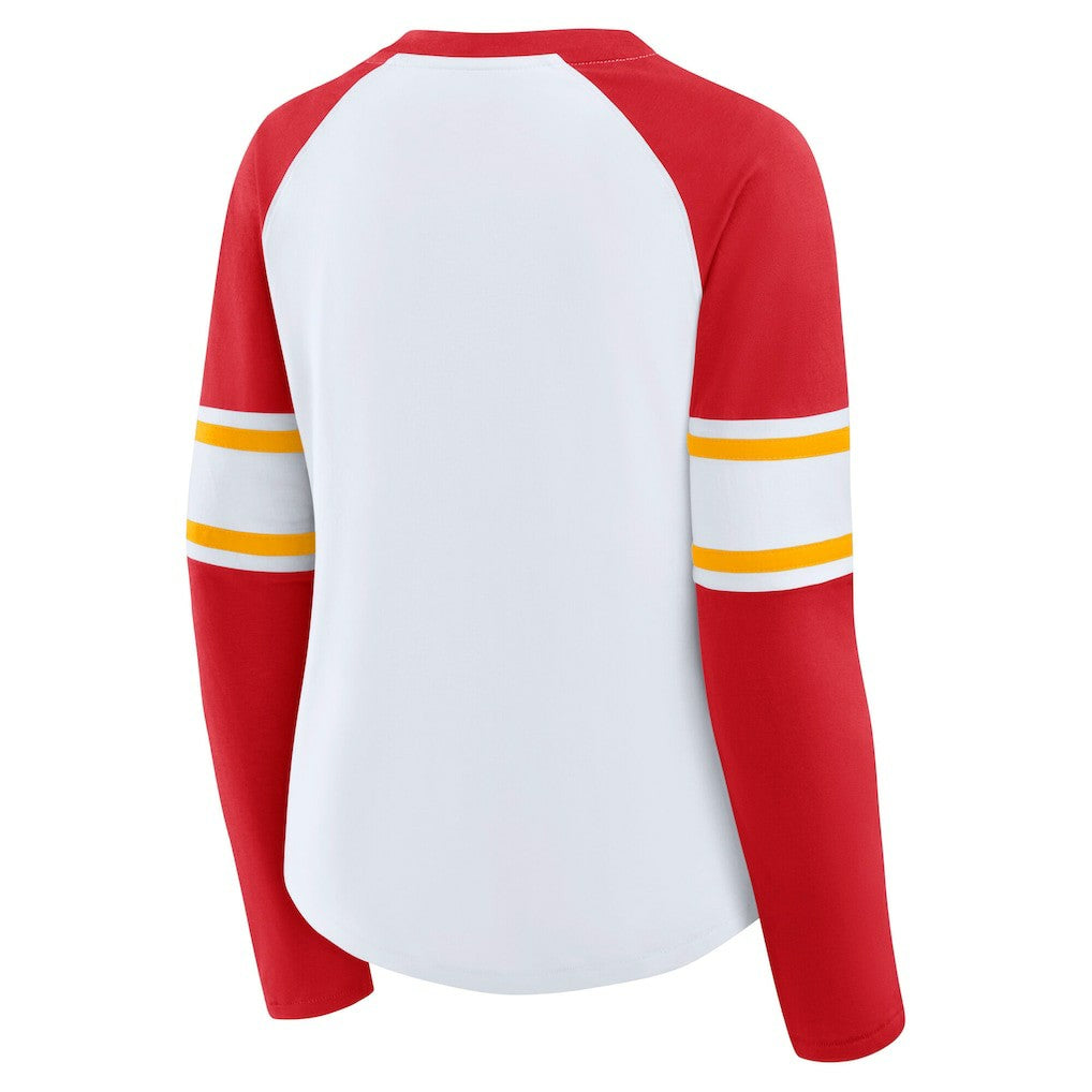 Kansas City Chiefs Women's Plus Size Redzone Lace Up Long Sleeve T-Shirt White | Fanatics