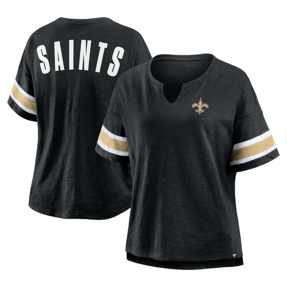 New Orleans Saints Women's Plus Size Redzone Notch Neck T-Shirt Black | Fanatics