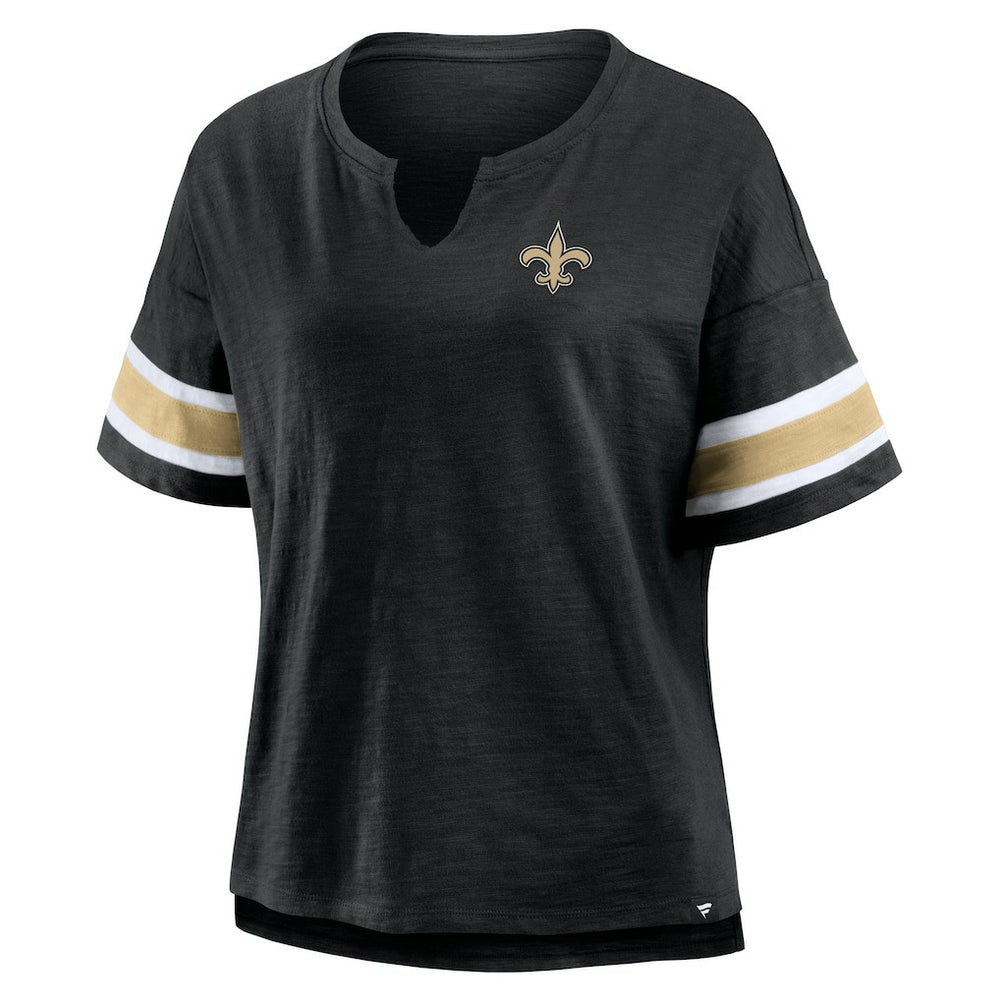 New Orleans Saints Women's Plus Size Redzone Notch Neck T-Shirt Black | Fanatics
